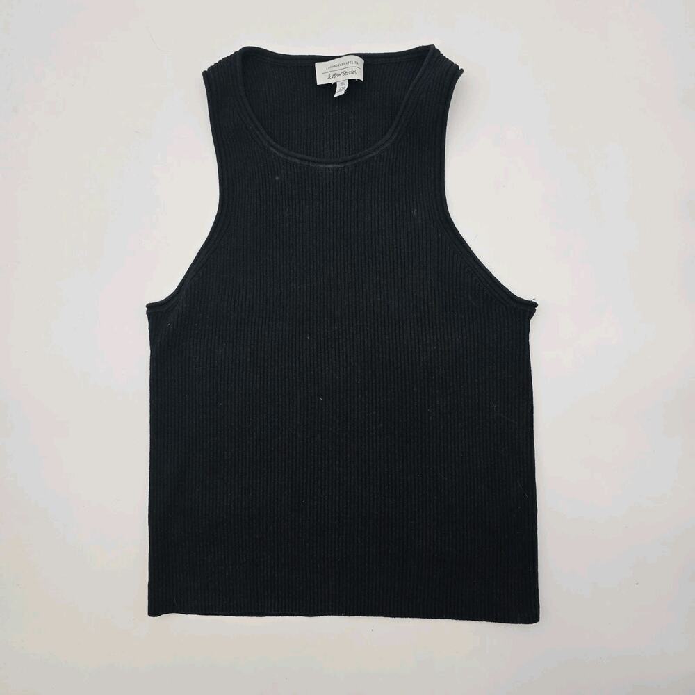 & Other Stories Tank Top Womens Large Black Sweater Ribbed Linen Cutaway Angeles